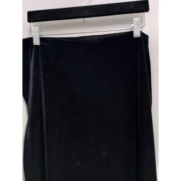 VTG Y2K Express Tricot Womens Maxi Skirt Large Black Velvet Side Slit Whimsygoth - Picture 2 of 7